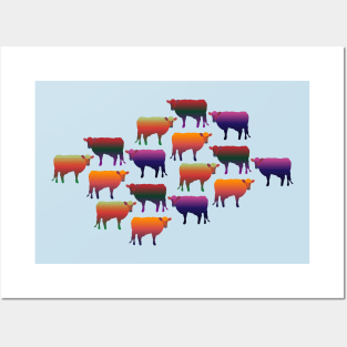 Colorful Cow Pattern - Rustic Farmers Design Posters and Art